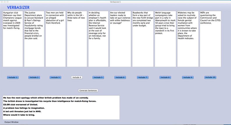 Interface du Verbasizer